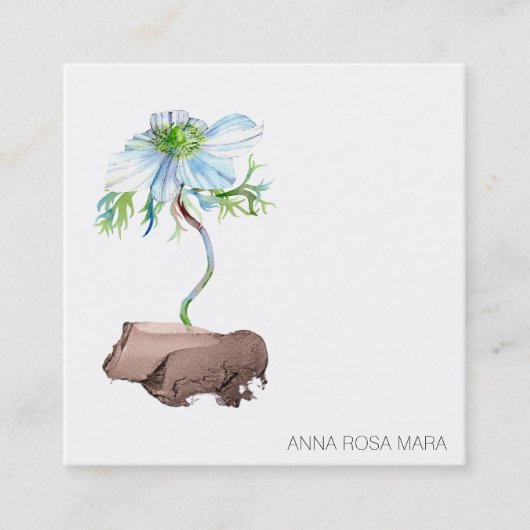 *~* QR Anemone Bloemen Wit Rose Goud Vierkante Visitekaartje (Voorkant)