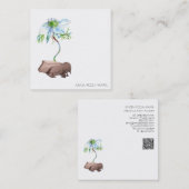 *~* QR Anemone Bloemen Wit Rose Goud Vierkante Visitekaartje (Voorkant / Achterkant)