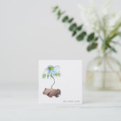 *~* QR Anemone Bloemen Wit Rose Goud Vierkante Visitekaartje (Staand voorkant)