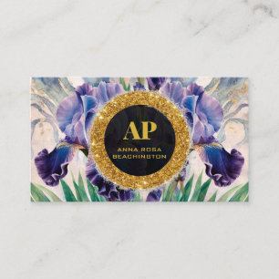 *~ QR AP10 iris Flowers Goud Visitekaartje