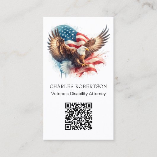 *~* QR AP16 Amerikaanse Vlag FOTO Kale Adelaar Visitekaartje (Voorkant)