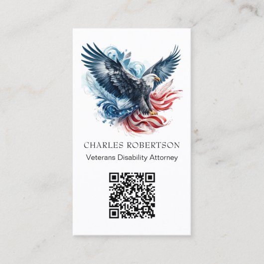 *~* QR - AP16 Amerikaanse vlag kale adelaar - Foto Visitekaartje (Voorkant)