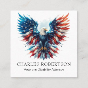 *~* QR AP16 Amerikaanse Vlag Kale Adelaar USA Vierkante Visitekaartje