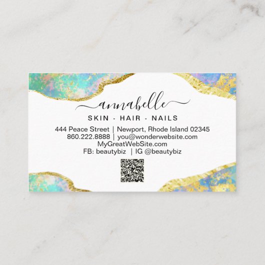 *~* QR AP26 OPAL Rainbow Gold Glitter Etheral Visitekaartje (Achterkant)