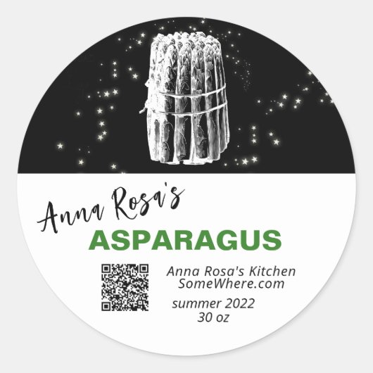 *~* QR AP30 ASPARAGUS - DEHYDRATED CANNING FREEZE RONDE STICKER (Voorkant)