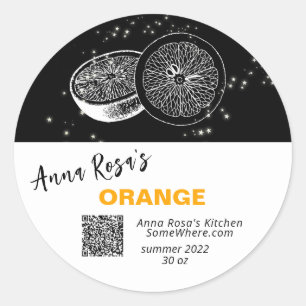 ** QR AP30 ORANJE. GEDEHYDRATEERDE CONSERVENVRIES RONDE STICKER