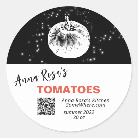 *~* QR AP30 TOMATO - DEHYDRATED CANNING FREEZE RONDE STICKER (Voorkant)