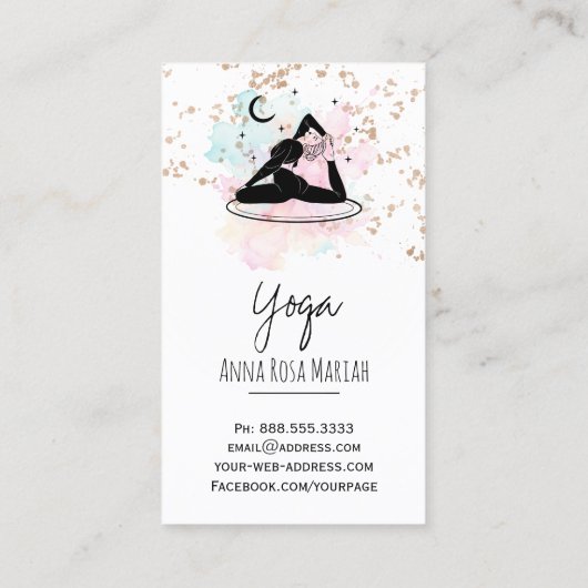 ** QR AP33 Rainbow Spirituele Yoga Maan Visitekaartje (Achterkant)