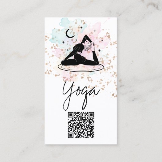 ** QR AP33 Rainbow Spirituele Yoga Maan Visitekaartje (Voorkant)