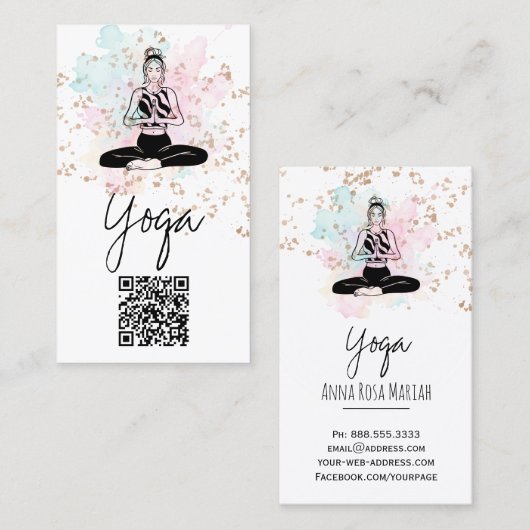 ** QR AP33 Regenboog Spirituele Chakra Yoga Visitekaartje (Voorkant / Achterkant)