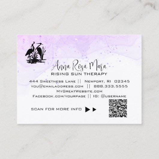 *~* QR AP46 Elegant Eedal Beach Marsh Heron Visitekaartje (Achterkant)