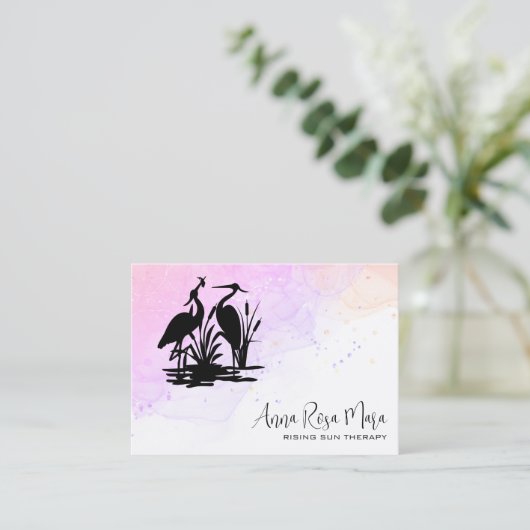 *~* QR AP46 Elegant Eedal Beach Marsh Heron Visitekaartje (Staand voorkant)