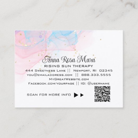 *~* QR AP46 Elegant Eedal Magical Glitter Logo Visitekaartje (Achterkant)