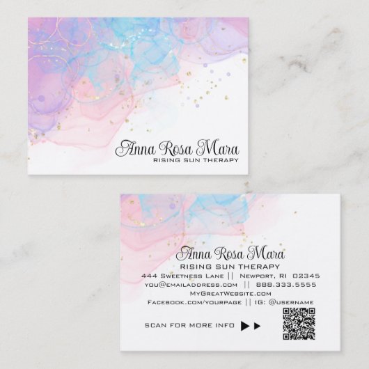 *~* QR AP46 Elegant Eedal Magical Glitter Logo Visitekaartje (Voorkant / Achterkant)