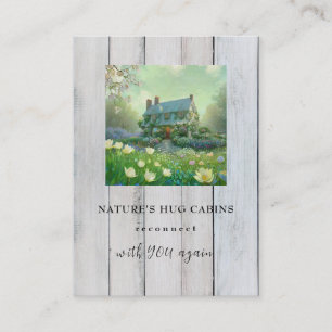 *~* QR AP49 Rustieke Cabin Cottage Spring Flowers Visitekaartje