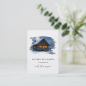 *~* QR AP49 Winter Sneeuwrijke rustieke Cabin Cott Visitekaartje (Staand voorkant)