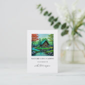 *~* QR AP49 Zomerstroom Rustiek Cabin Cottage Visitekaartje (Staand voorkant)