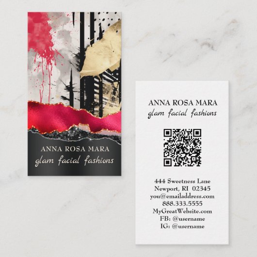 *~* QR AP5 Glam Punk Luxe 3  Fashion Bold Beauty  Visitekaartje (Voorkant / Achterkant)