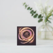 *~* QR AP65 Gouden Ringen Glitter Zwart Vierkante Visitekaartje (Staand voorkant)