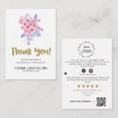 *~* QR AP8 LOGO KOSMISCHE KRISTALLEN Review DANK U Informatiekaartje (Voorkant / Achterkant)