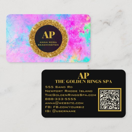 *~ QR AP93 Neon bOLD Abstract Visitekaartje (Voorkant / Achterkant)