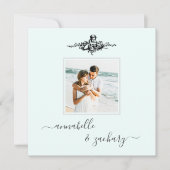 *~* QR Aqua Cherub Ringen FOTO AR6 RSVP Huwelijk Kaart (Voorkant)