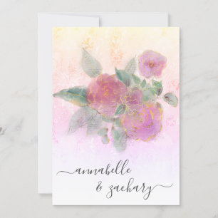 *~* QR AR12 Floral Damask RSVP Roos Wedding Invita Kaart