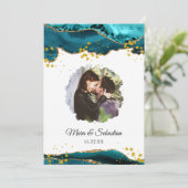 *~* QR AR13 FOTO RSVP AGATE bruiloft Kaart (Staand voorkant)