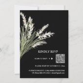 *~* QR AR21 RSVP Pampas Grass Botanical WEDDING Kaart (Achterkant)