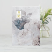 *~ QR AR26 Initialen White Rose RSVP Rustic Weddin Kaart (Staand voorkant)