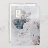 *~ QR AR26 Initialen White Rose RSVP Rustic Weddin Kaart (Voorkant / Achterkant)