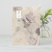 *~ QR AR26 RSVP  Initialen Floral Wedding Kaart (Staand voorkant)