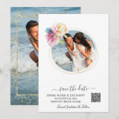 *~* QR AR6 Floral - Huwelijkswebsite Opslaan van d Save The Date (Voorkant / Achterkant)