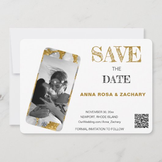 *~* QR AR6 Foto WEDDING BEWAREN de DATE mobiele te Kaart (Voorkant)