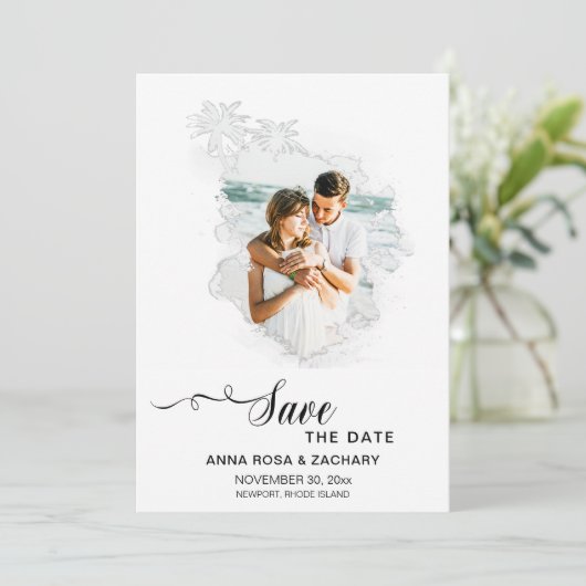 *~* QR AR6 Foto WEDDING SAVE the DATE Website Kaart (Staand voorkant)