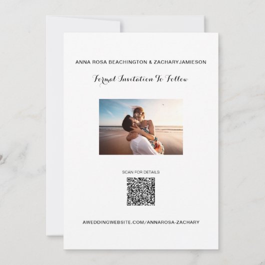 *~* QR AR6 Foto WEDDING SAVE the DATE Website Kaart (Achterkant)