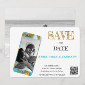 *~* QR AR6 FotoWEDING BEWAREN de DATUM cel Invita Kaart (Voorkant / Achterkant)