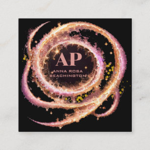 *~* QR Artistiek Roos Gouden Ringen Glitter Zwart  Vierkante Visitekaartje