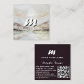 *~* QR Aubergine Abstract Landschap Natuur AP93 Vierkante Visitekaartje (Voorkant / Achterkant)