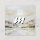 *~* QR Aubergine Abstract Landschap Natuur AP93 Vierkante Visitekaartje (Voorkant)