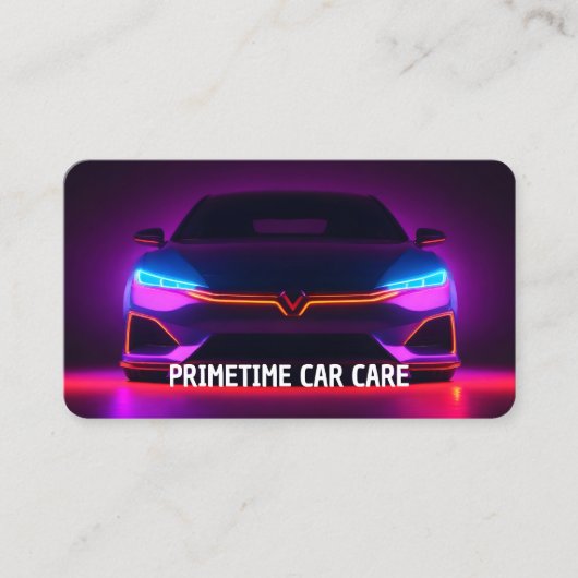 🚨 QR Auto Detailer Neon Visitekaartje (Voorkant)