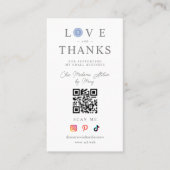 QR Baby Blue Button Love & Thanks Photo Supporting Visitekaartje (Voorkant)
