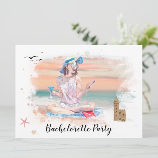 *~* QR Bachelorette Beach Weekend Party Uitnodigin Kaart (Staand voorkant)