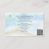 *~* QR Beach Sand Umbrella Zee Waterverf Ocean Bu Visitekaartje (Achterkant)