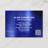 *~* QR Beauty Blue Green Glitter Brushed Metal Visitekaartje (Achterkant)