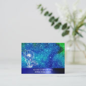 *~* QR Beauty Blue Green Glitter Brushed Metal Visitekaartje (Staand voorkant)