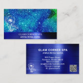 *~* QR Beauty Floral Roos Glitter Brushed Metal Visitekaartje (Voorkant / Achterkant)