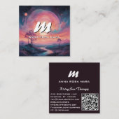 *~* QR Bergen Stroom Modern Landschap Zon AP93 Vierkante Visitekaartje (Voorkant / Achterkant)