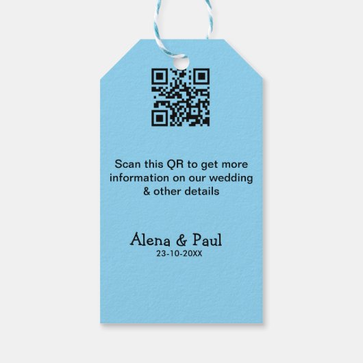 QR Bewaar onze datum voeg fotonaam datum zwart wit Cadeaulabel (Achterkant)