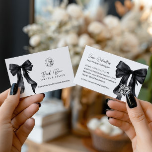 QR Black Coquette Bow Elegant Evenementen Ontwerp Visitekaartje